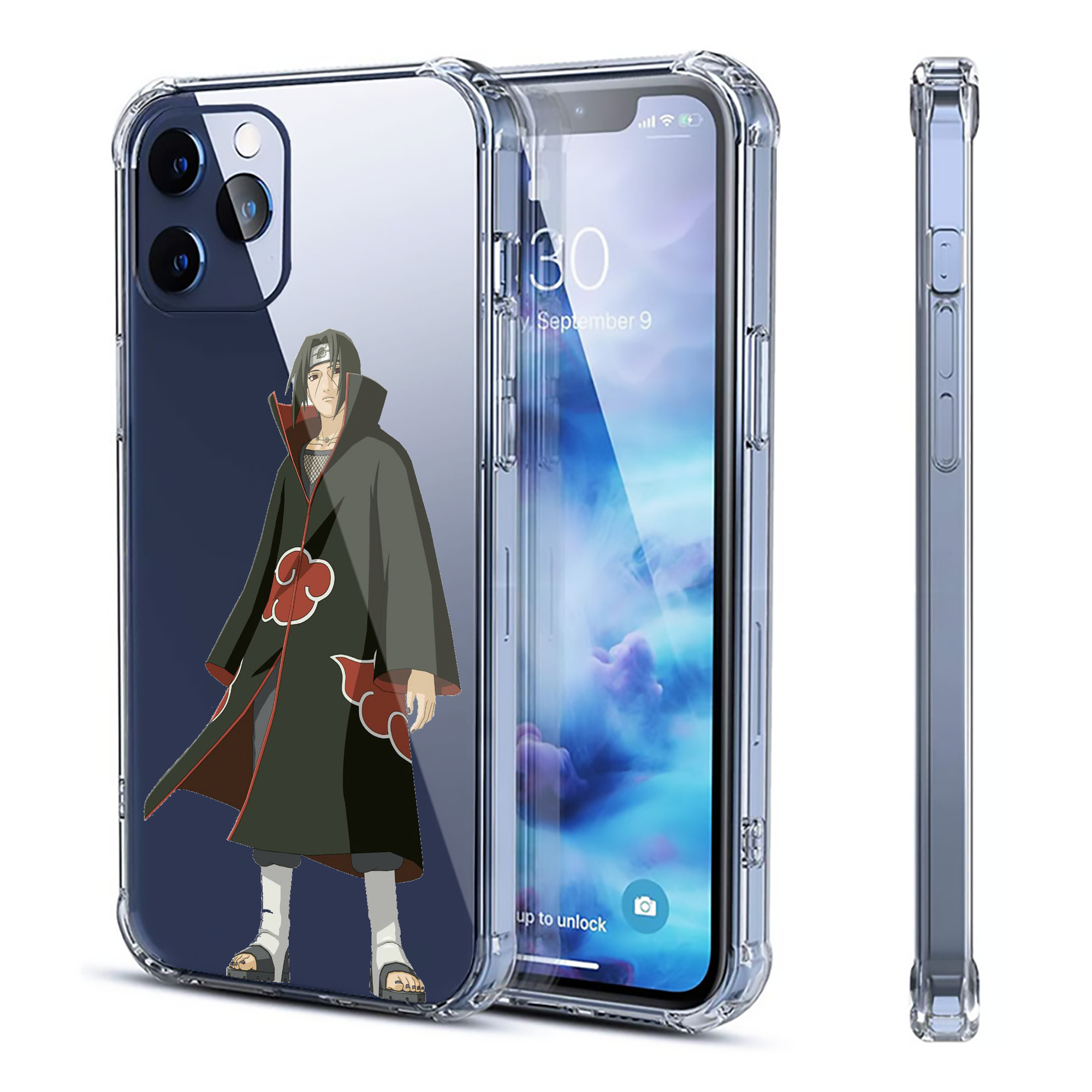 （画像用） NARUTO -ナルト- うちは イタチ Uchiha Itachi 【iPhone 12シリーズ対応】透明スマホケース（クリアソフトケース）
